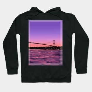 Istanbul Bosphorus View Illustration Wall Art Hoodie